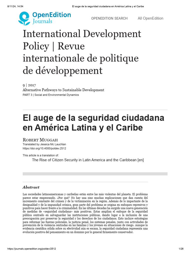 El Auge de La Seguridad Ciudadana en América Latina y El Caribe | PDF ...