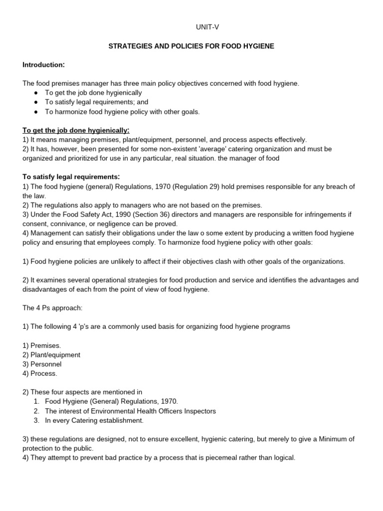 Unit V | PDF | Hazard Analysis And Critical Control Points | Food Safety