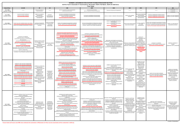 Exam Schedule: Engineering Courses Nov 2024 | PDF | Analytics | Computing