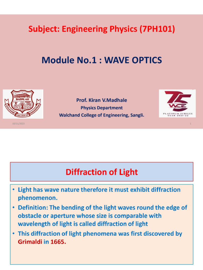 WAVE OPTICS PPTs | PDF