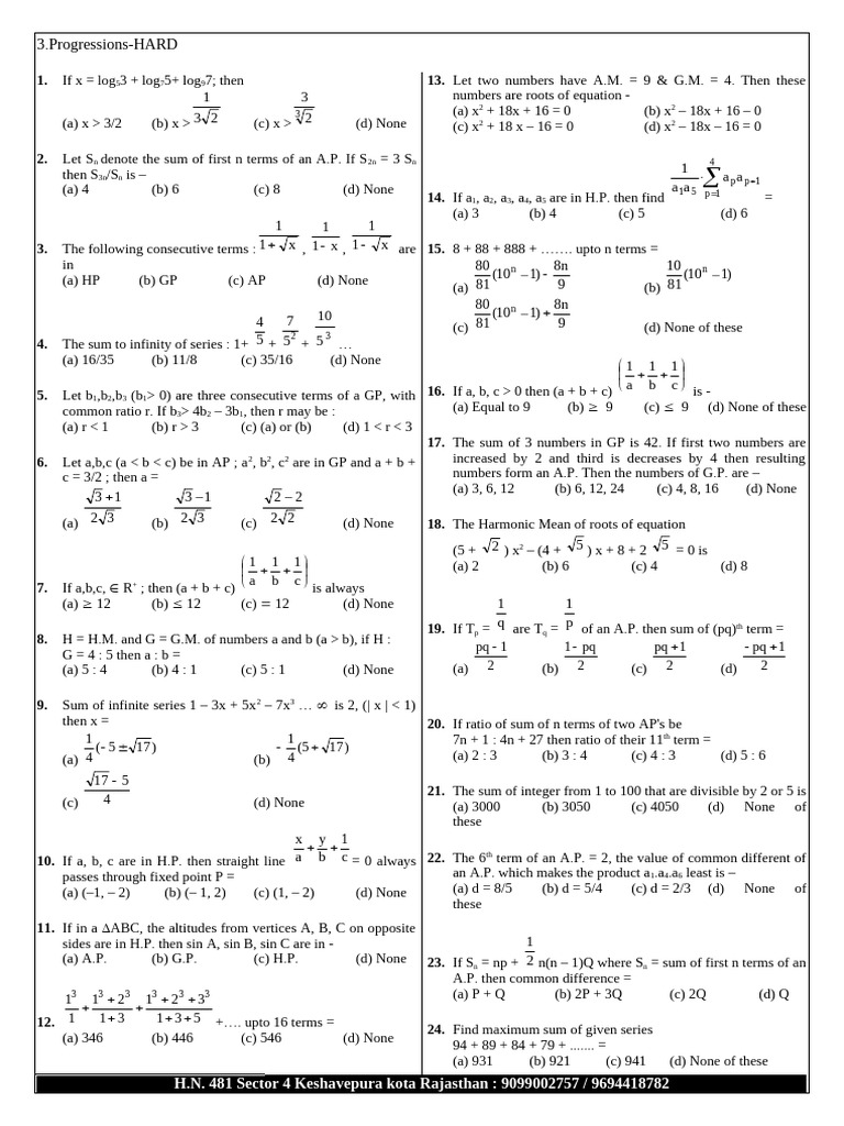 3.Progressions | PDF | Mathematical Concepts | Mathematical Objects
