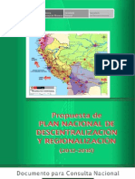 Propuesta de PLAN NACIONAL DE REGIONALIZACIÓN Y DESCENTRALIZACIÓN (2012-2016)