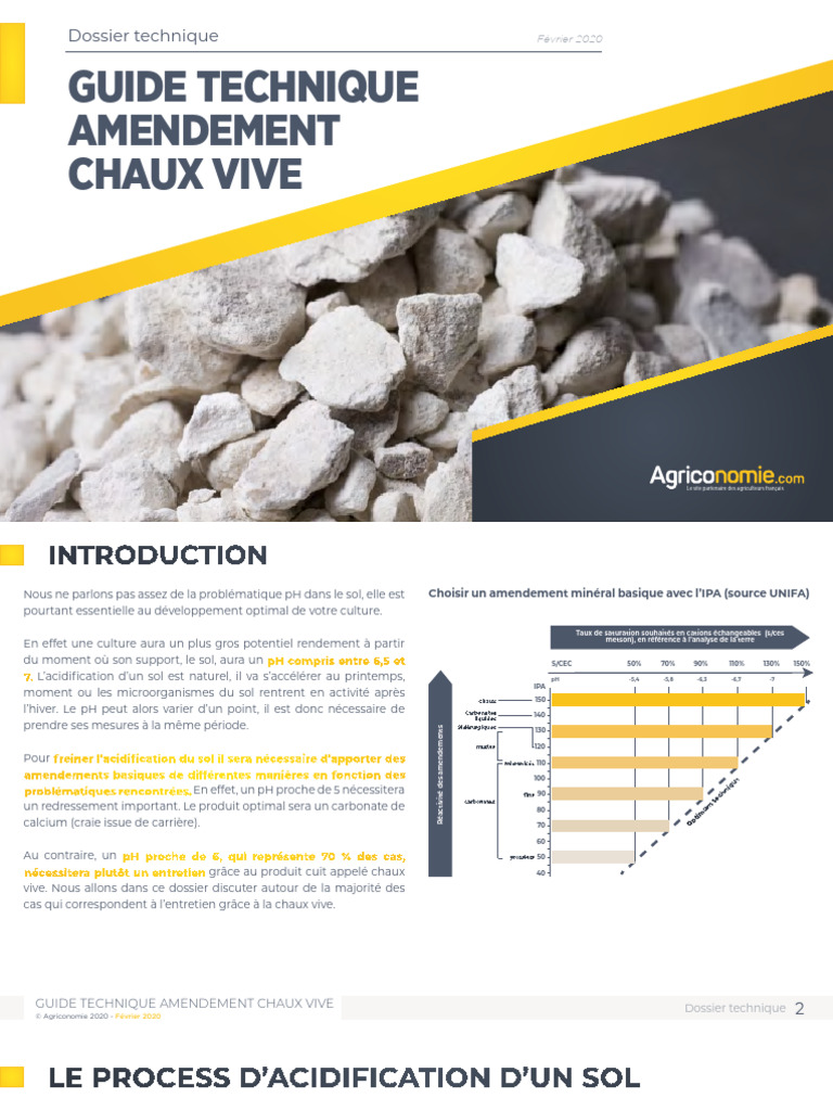 Chaux Vive : Optimiser le pH des Sols | PDF | Sol (pédologie) | Ph