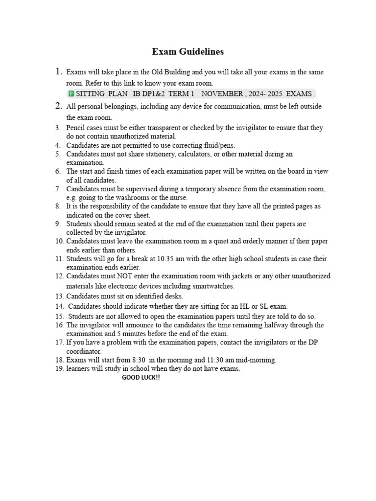 IB Exam Guidelines for November 2024 | PDF
