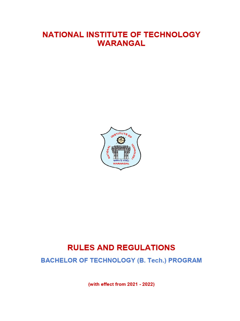 B.Tech Program Rules 2021-22 | PDF | Course Credit | Academic Term