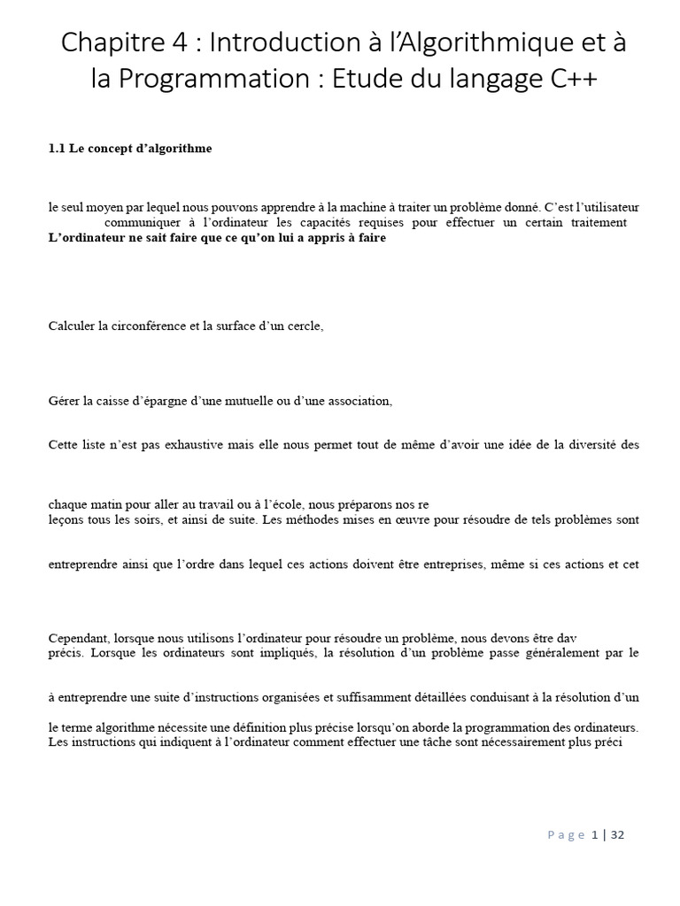 Introduction à l'Algorithmique C++ | PDF | Variable (informatique ...