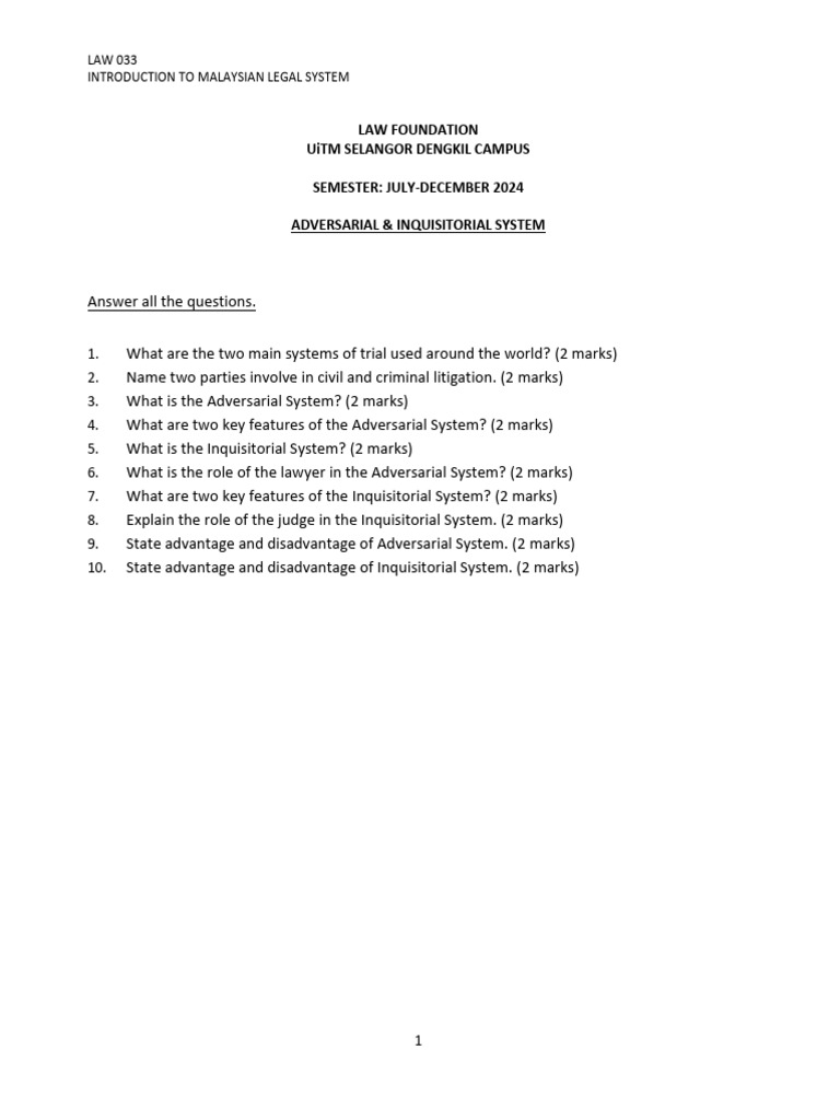 Overview Of Adversarial And Inquisitorial Systems Pdf Computers