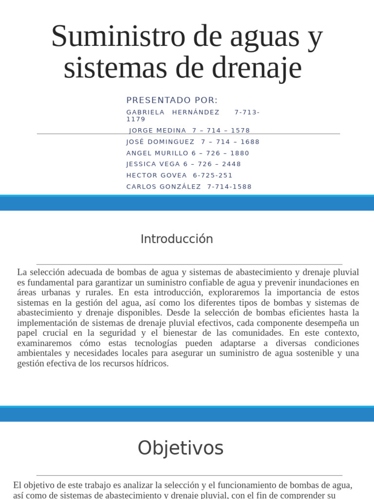 Suministro de Aguas y Sistemas de Drenaje | PDF | Bomba | Agua