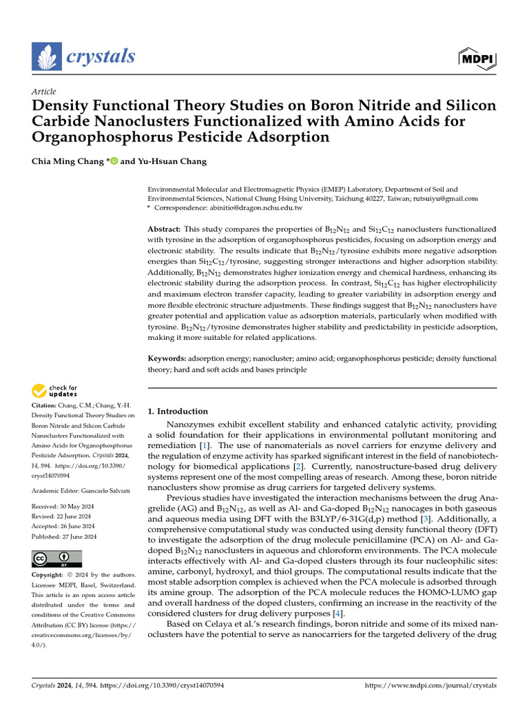Crystals 14 00594 v2 | PDF | Adsorption | Density Functional Theory