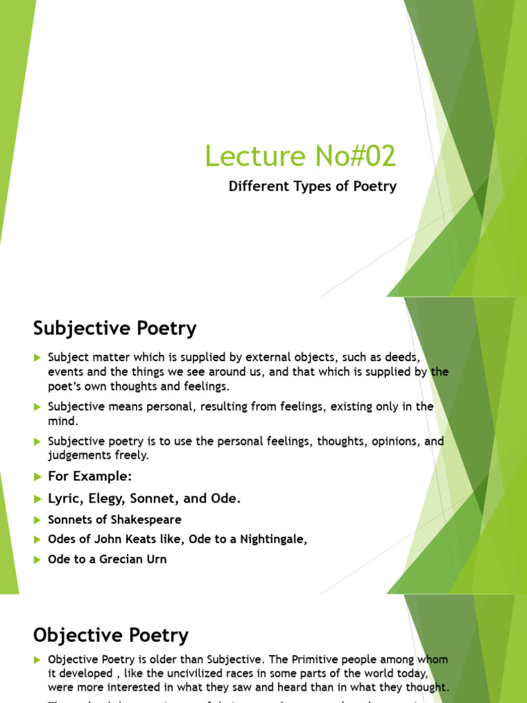 Lecture no 02 different types of poetry pdf poetry lyric poetry
