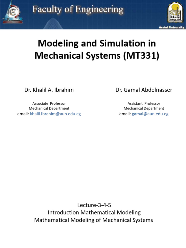 Lecture-3-Intro to Modelling Mechanical - Copy | PDF | Torque | Gear