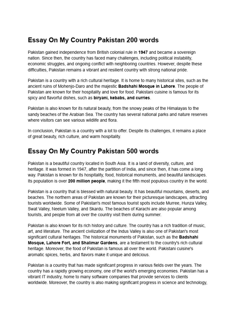 My Country: Pakistan in 200 Words | PDF | Pakistan | Lahore