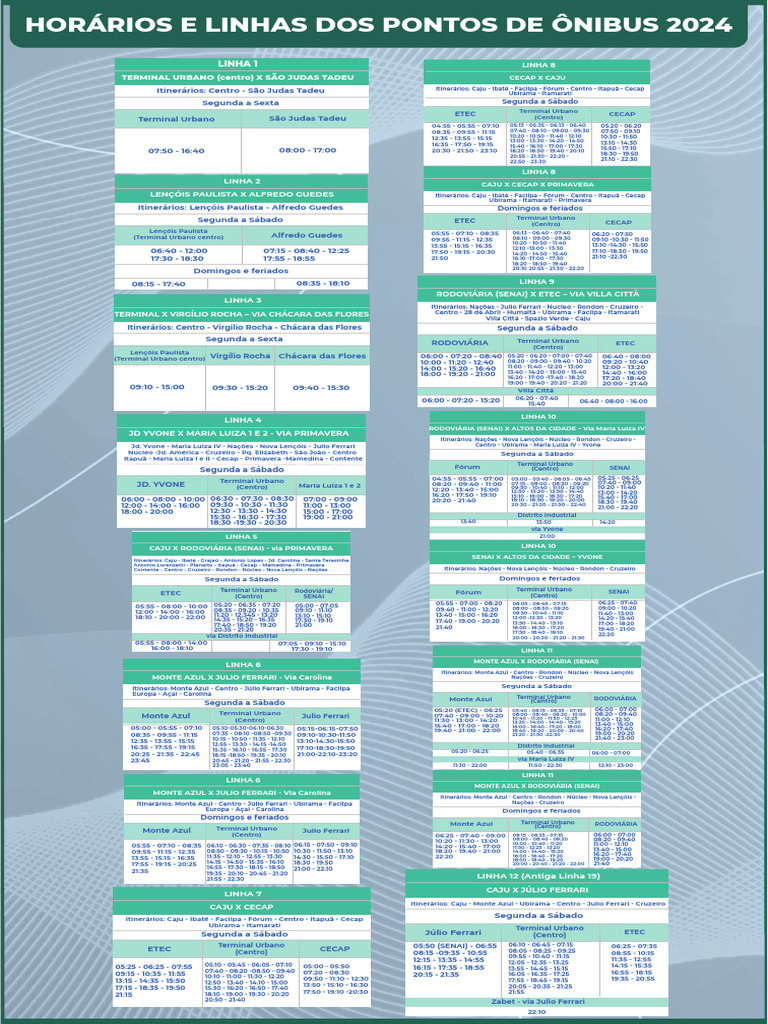 Horários de Ônibus 2024 - Lopes Nova Era | PDF