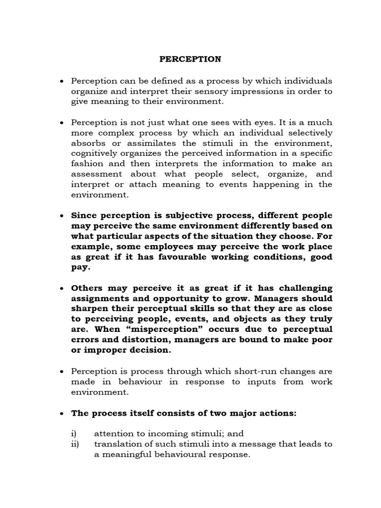 Understanding Perception Processes Pdf Perception Emotional
