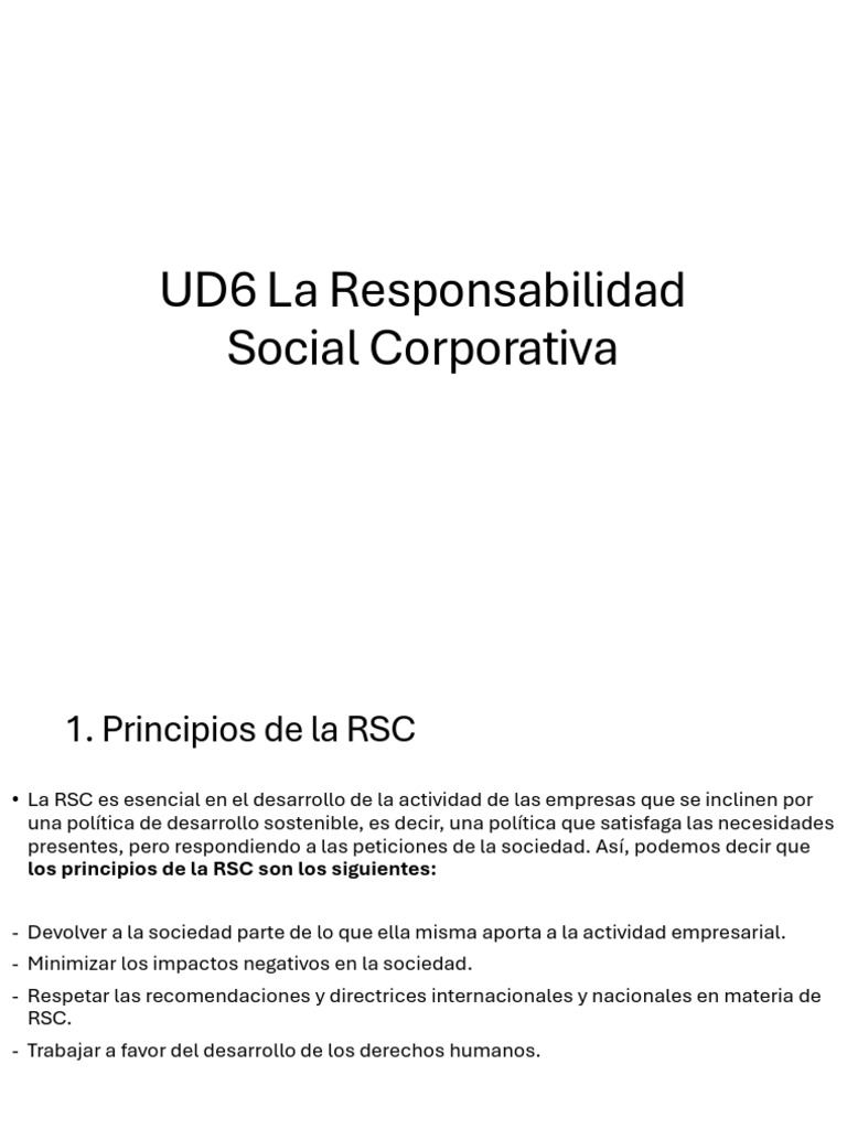 Principios y Áreas de la RSC Empresarial | PDF | Responsabilidad social ...