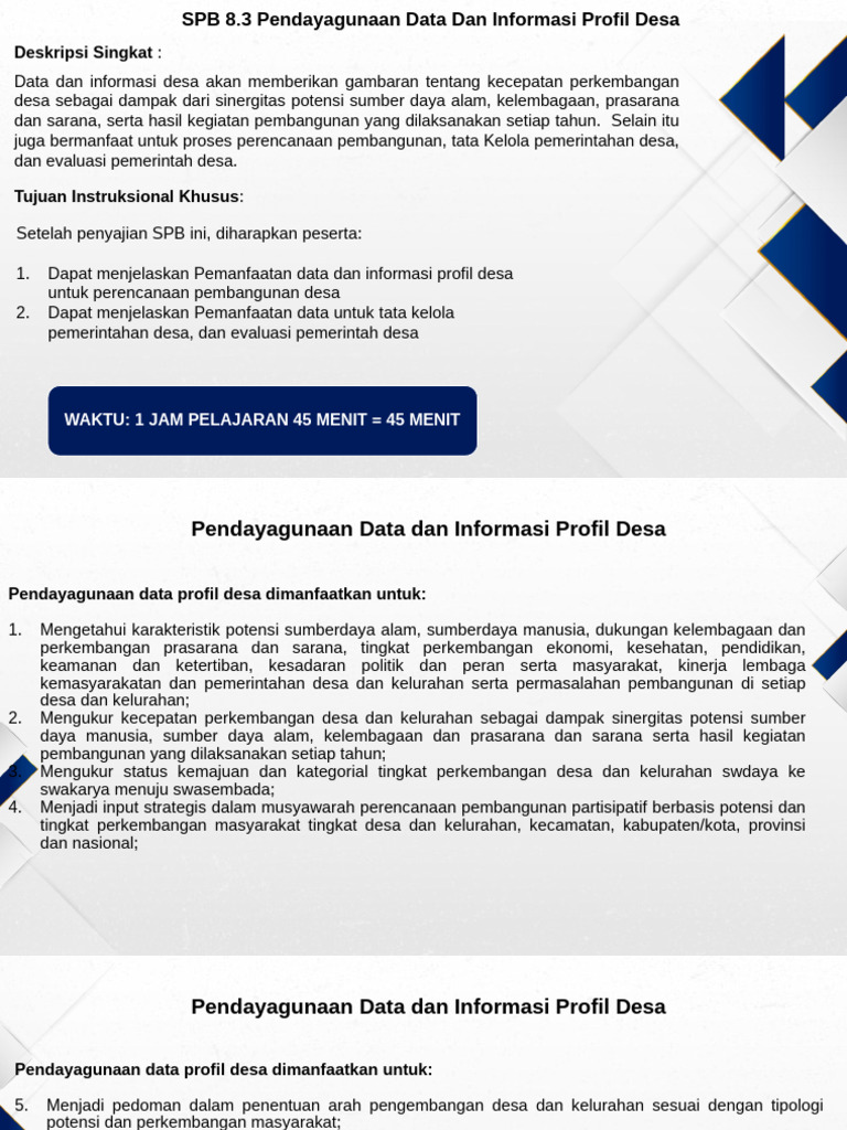 SPB 8.3 Pendayagunaan Data Dan Informasi Profil Desa | PDF | Politik ...
