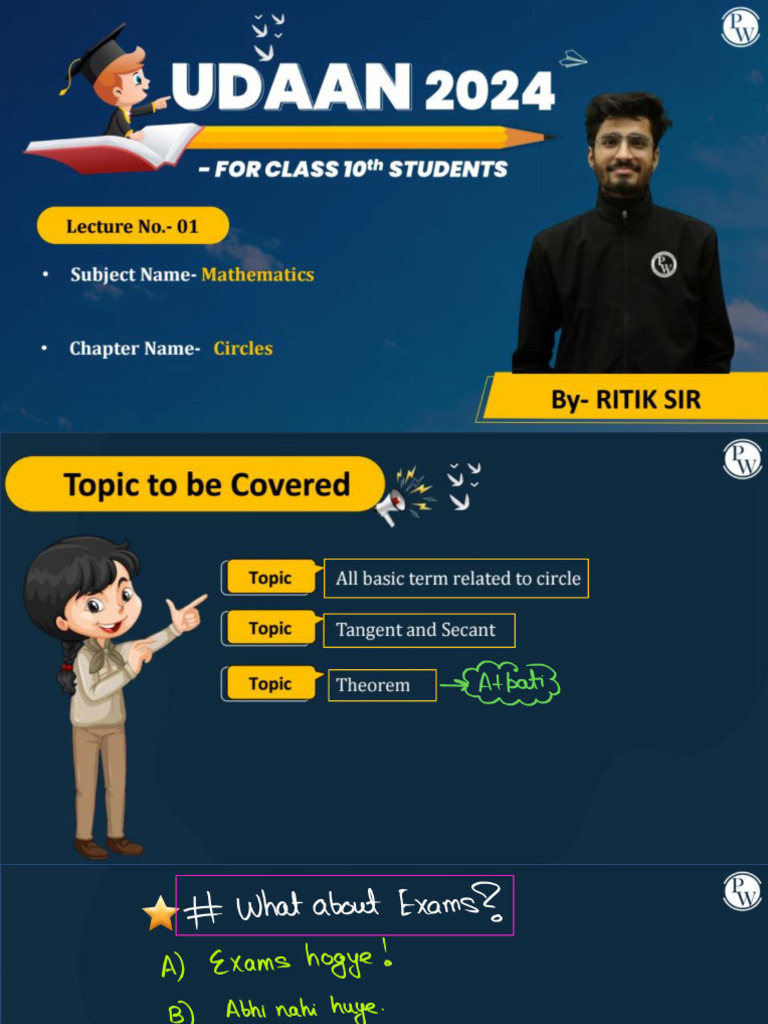 Circles 01 - Class Notes - (Udaan 2024) | PDF