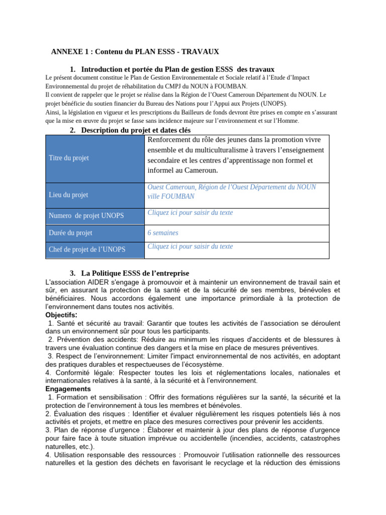Plan de Gestion ESSS pour le CMPJ | PDF | Risque | Sécurité