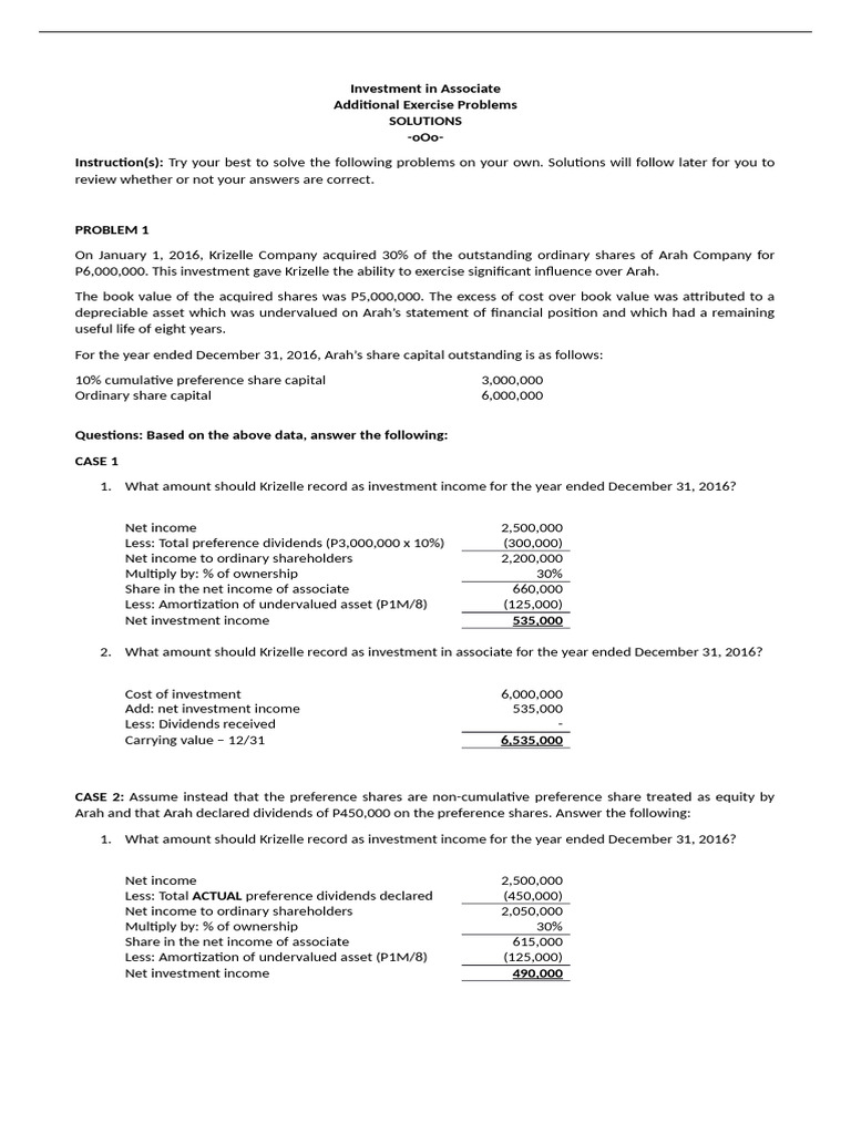 Investment in Associate Solutions | PDF | Book Value | Goodwill ...