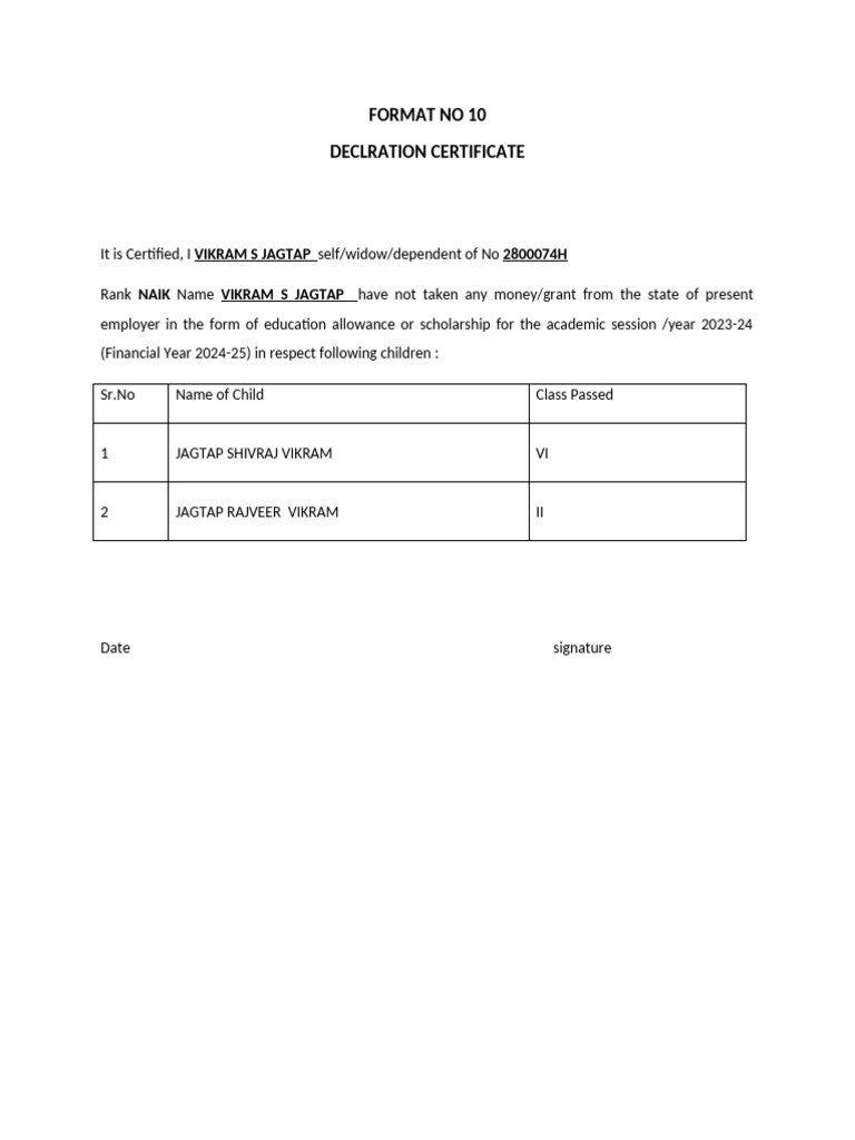 Format No 10 | PDF