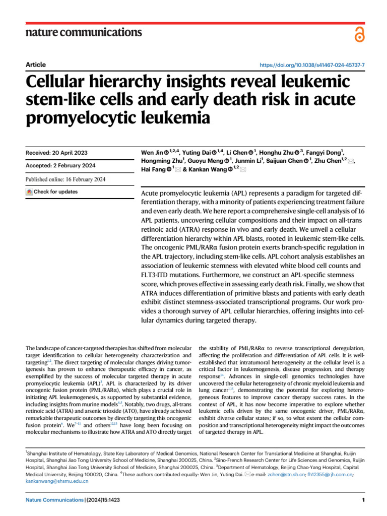 09 cellular hierarchy insights reveal leukemic stem like cells and