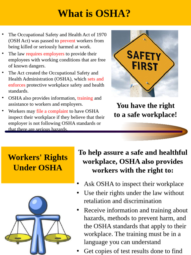 Understanding OSHA Worker Rights | PDF | Occupational Safety And Health ...