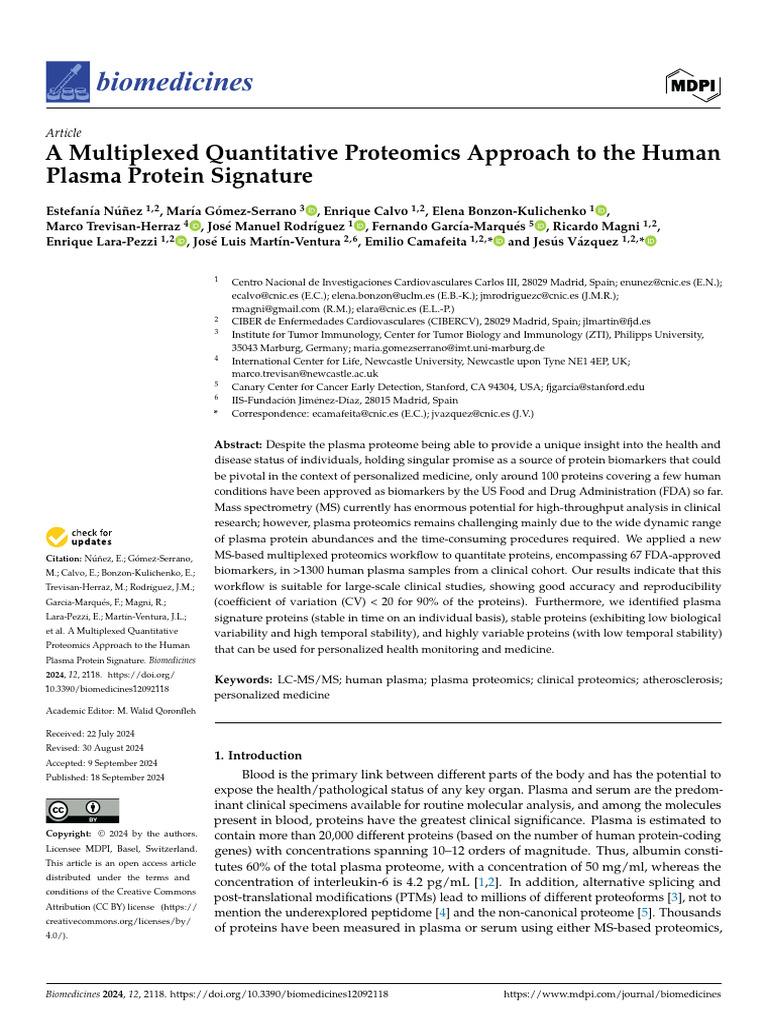 Human Plasma Proteomics Workflow Analysis | PDF | Proteomics | Tandem ...
