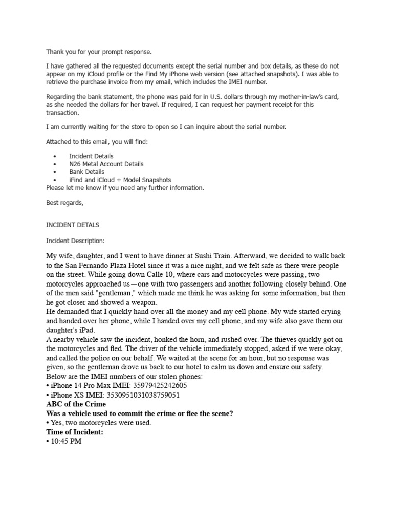 Picture of Incident Details | PDF