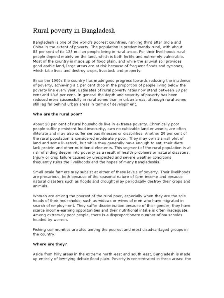 Rural Poverty in Bangladesh: Who Are The Rural Poor? | PDF | Grameen ...