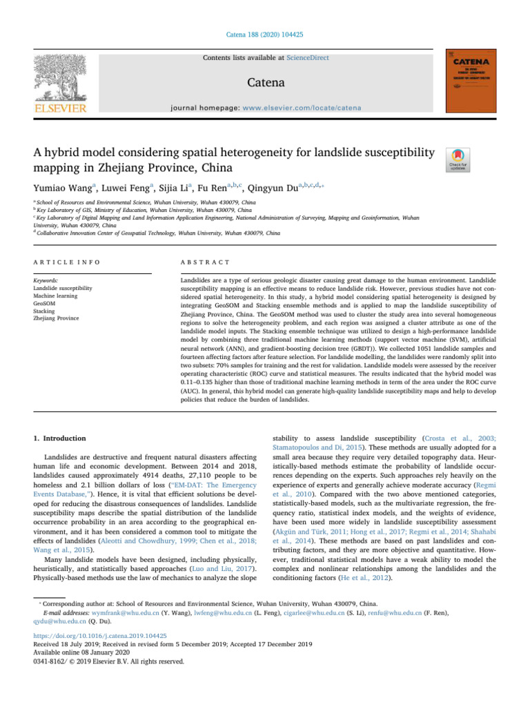 Hybrid Model Considering Spatial Heterogeneity For Landslide ...
