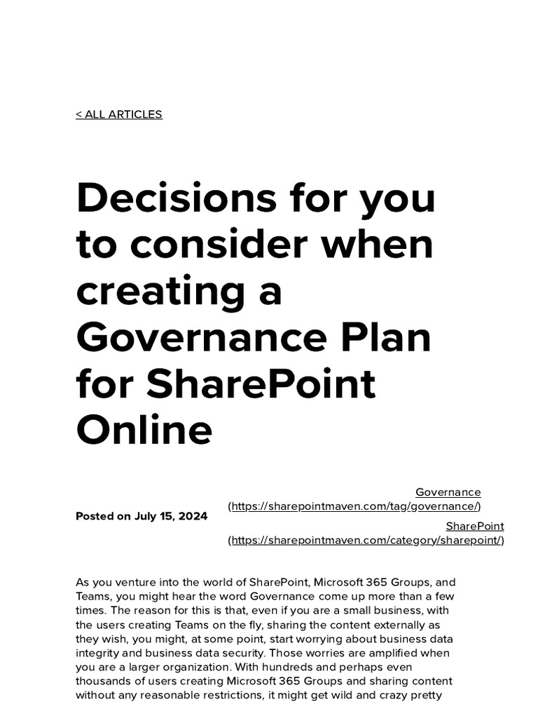 SharePoint Governance Plan Essentials | PDF | Business