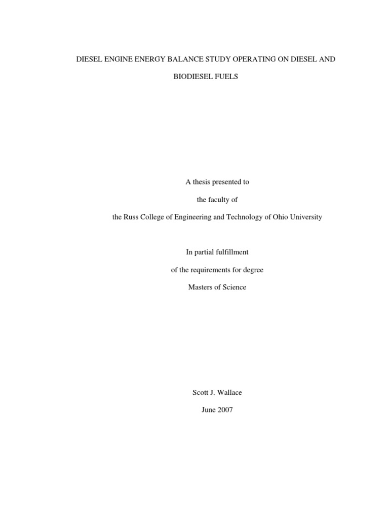 Diesel Engine Energy Balance Study Operating | PDF | Internal