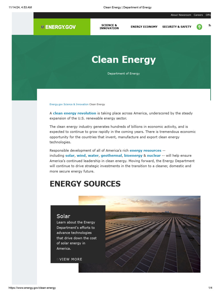 U.S. Clean Energy Initiatives Overview | PDF | Renewable Energy ...