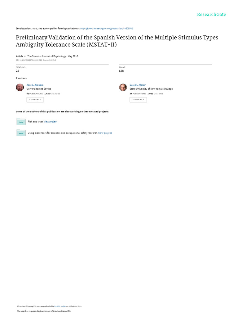 Preliminary Validation of The Spanish Version of T | PDF ...
