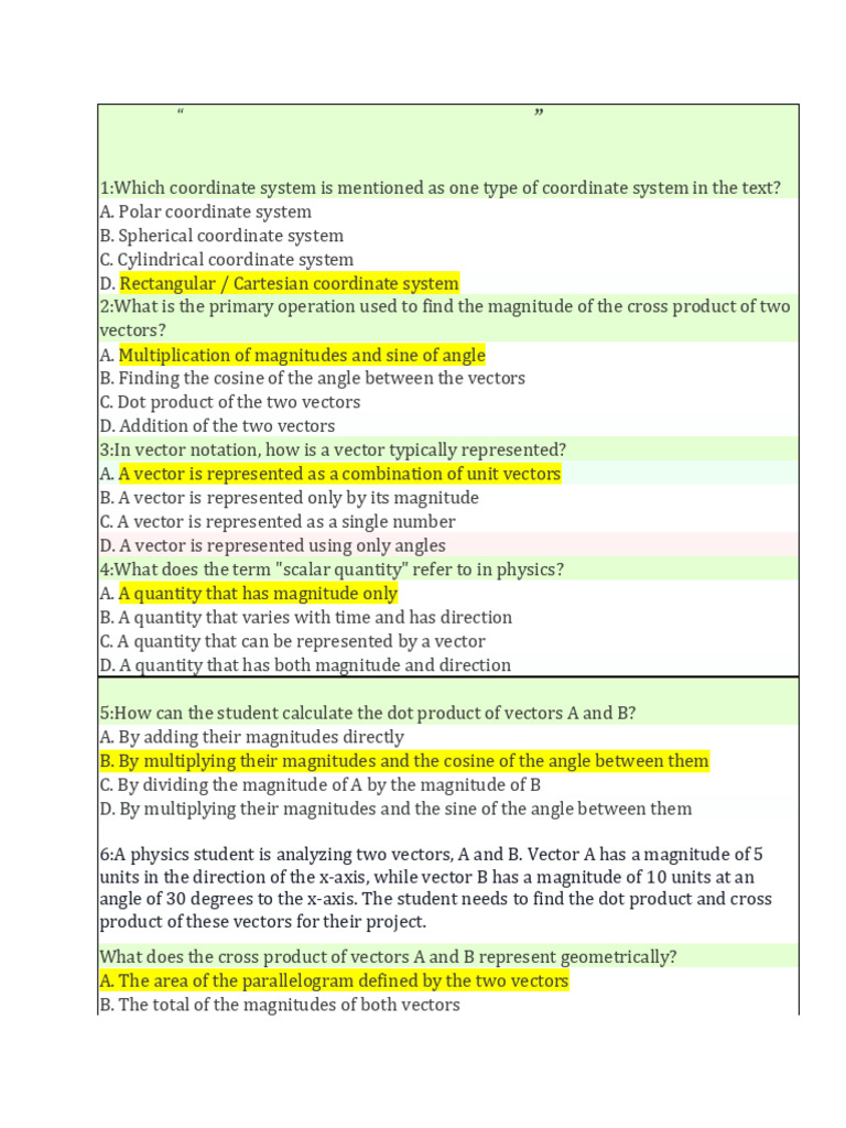 Electromagnetic Field Theory Quiz | PDF | Euclidean Vector | Coordinate ...