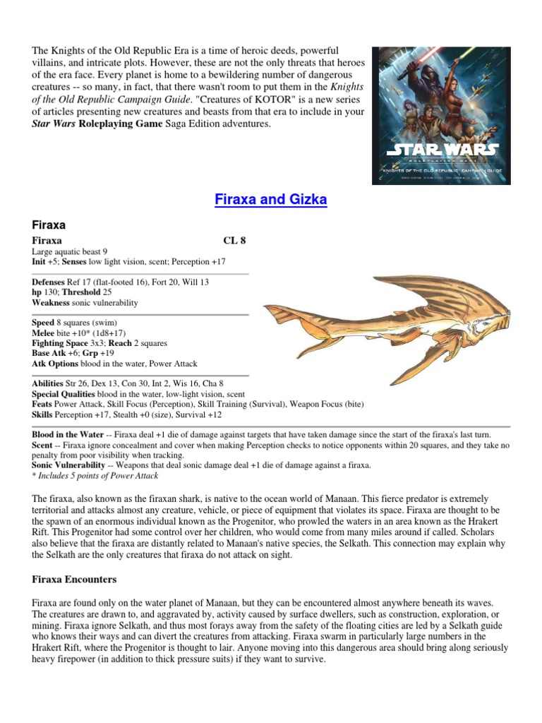 Creatures of KOTOR | PDF | Predation | Jedi