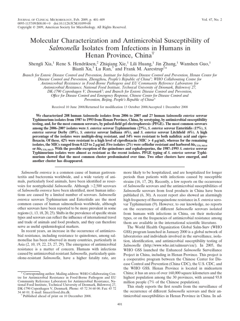 Molecular Characterization and Antimicrobial Susceptibility of ...
