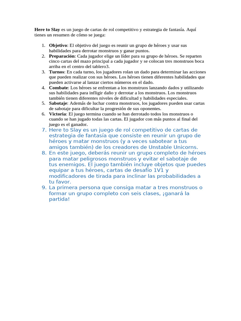 Juego de Cartas: Here to Slay | PDF