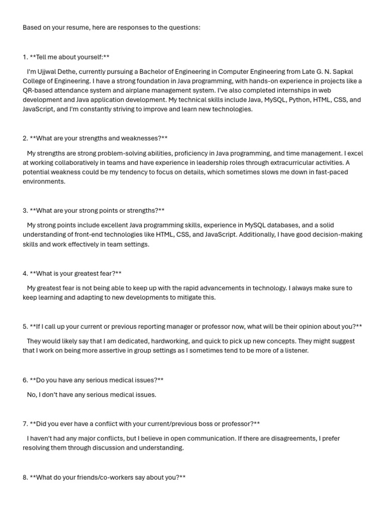 Ujjwal Dethe's Resume Insights and Skills | PDF | Goal | Time Management