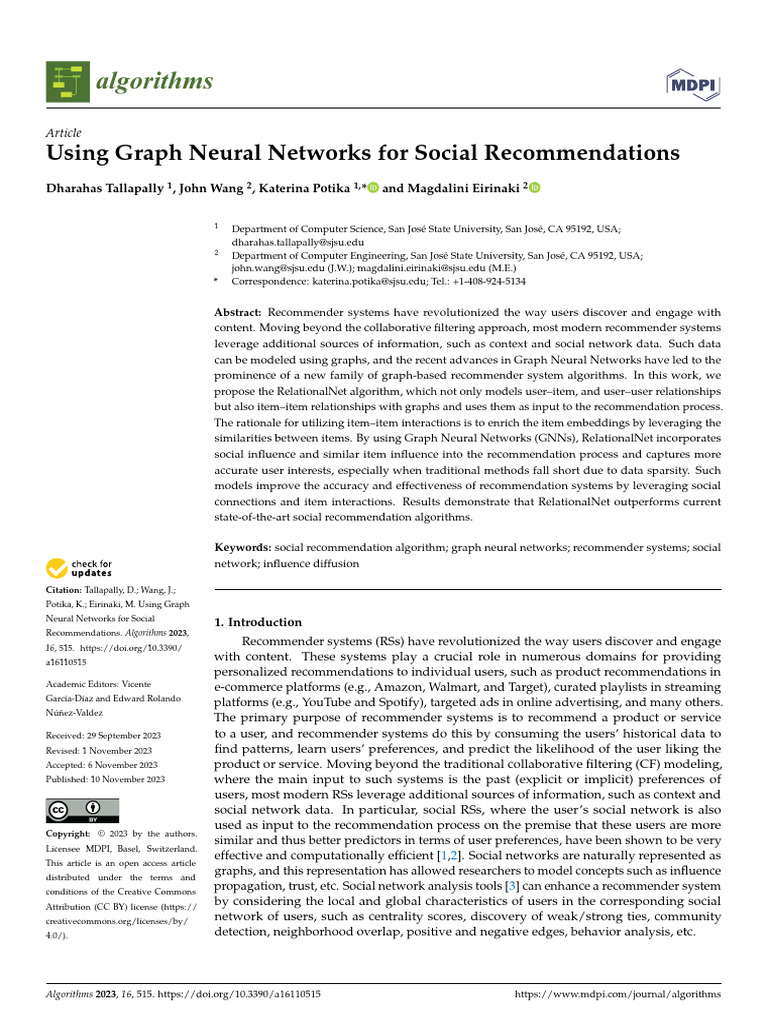 Using Graph Neural Networks For Social Recommendat | PDF | Matrix ...