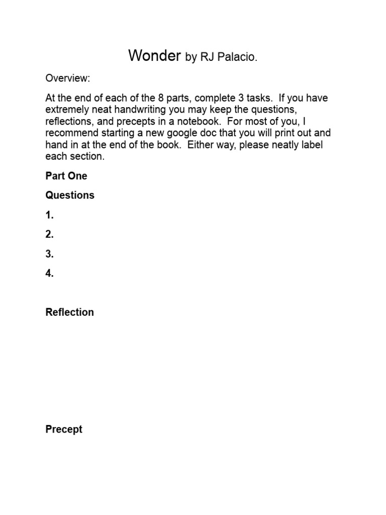 Wonder packet pdf