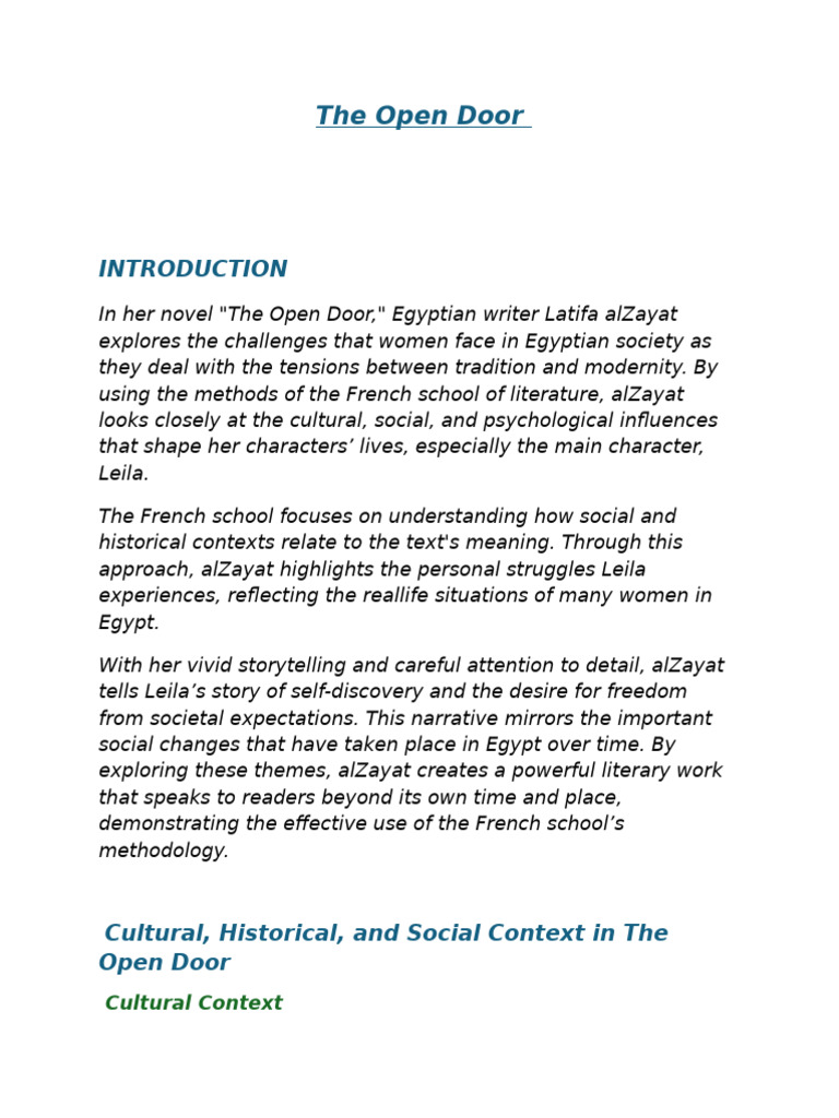 Women's Struggles in The Open Door | PDF | Identity (Social Science ...
