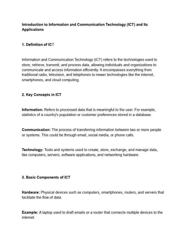 ICT Lecture 1 Introduction To ICT | PDF | Educational Technology ...