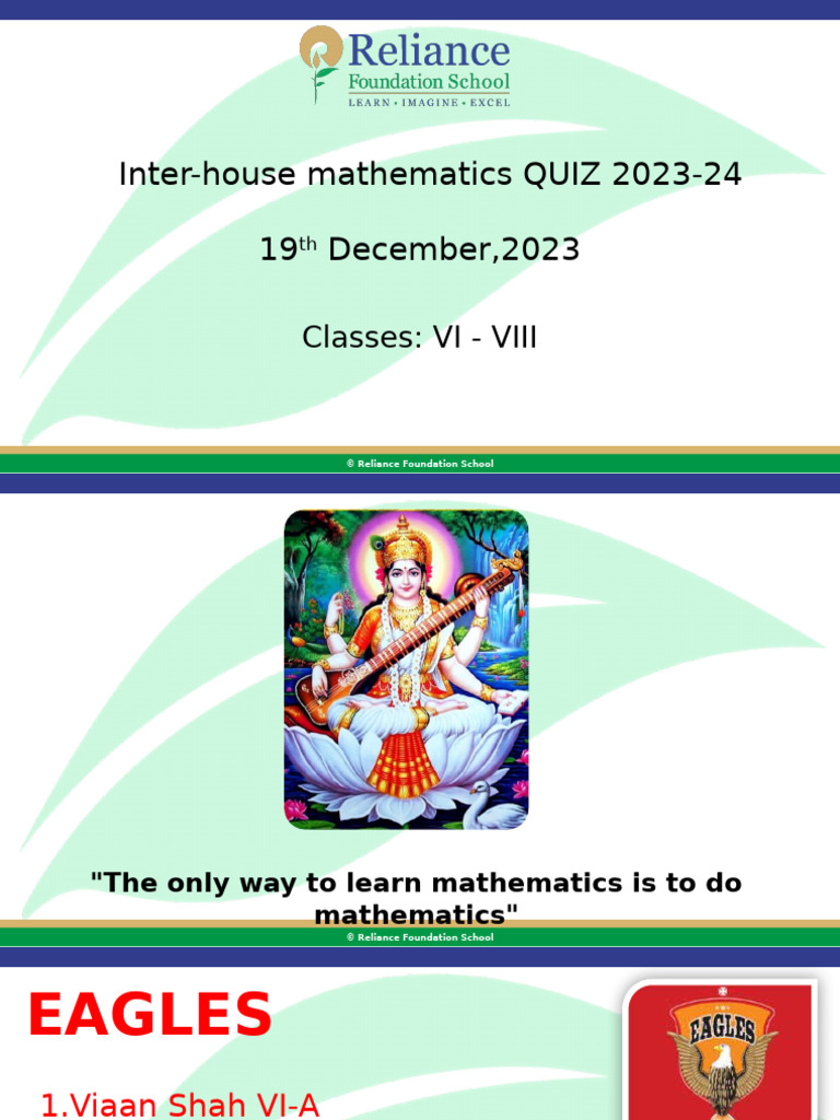 Inter-House Math Quiz 2023-24 Results | PDF | Pi | Numbers