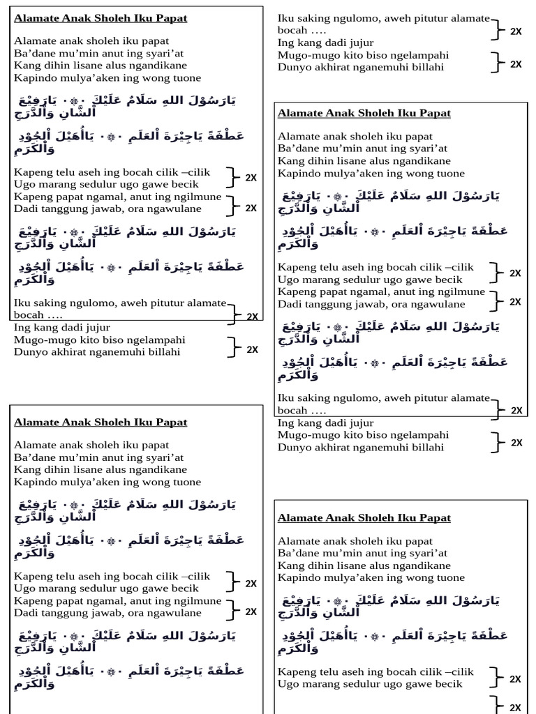 Alamate Anak Sholeh Iku Papat | PDF