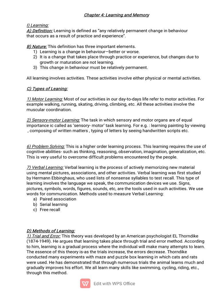 Understanding Learning and Memory Concepts | PDF