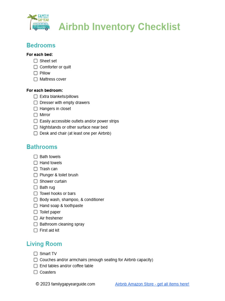 Comprehensive Airbnb Inventory Checklist | PDF | Tableware | Kitchen