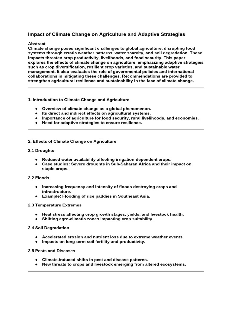 Impact of Climate Change On Agriculture and Adaptive Strategies by ...