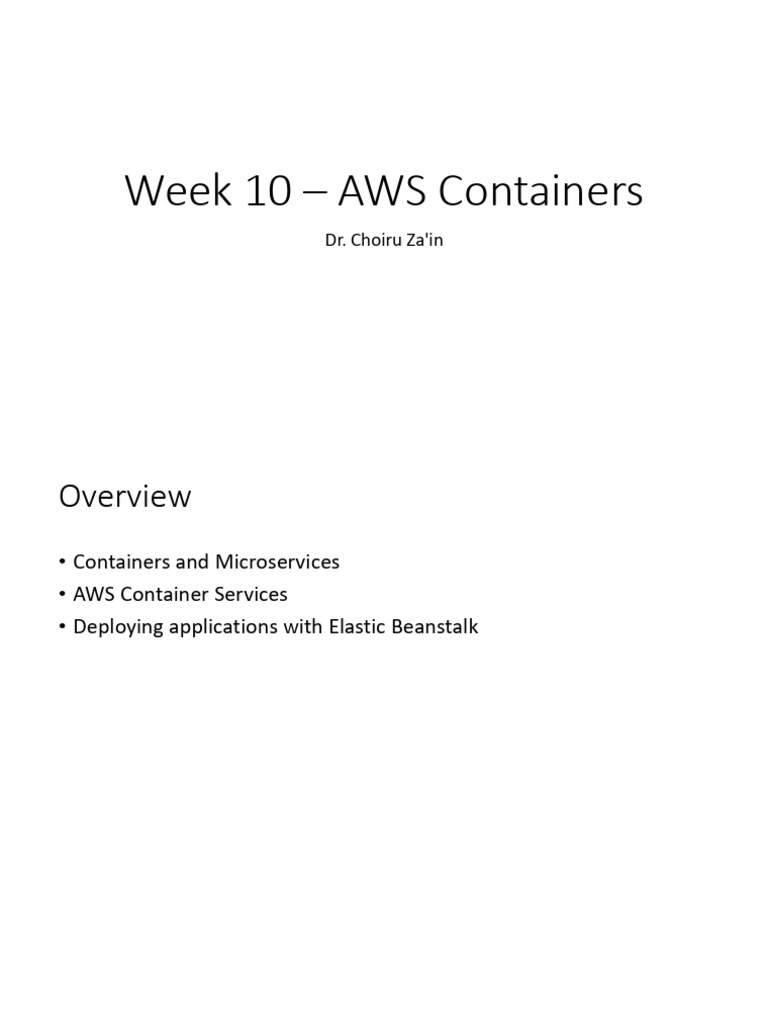 Running AWS Containers Overview | PDF | Amazon Web Services | Virtual ...