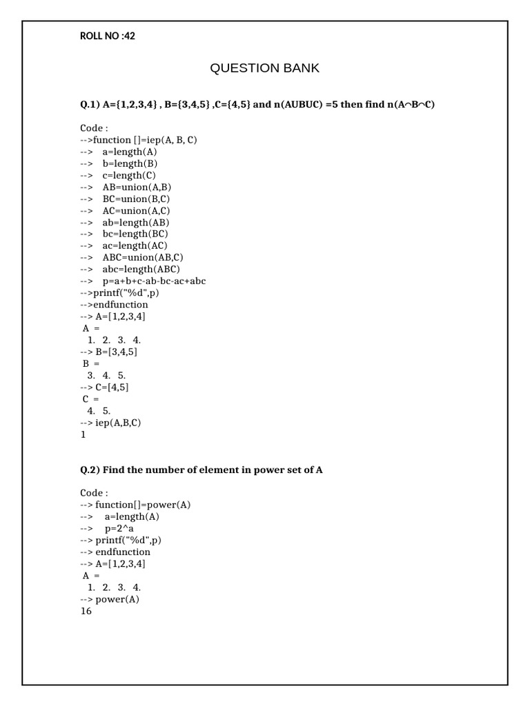 MATLAB Functions for Set Operations | PDF